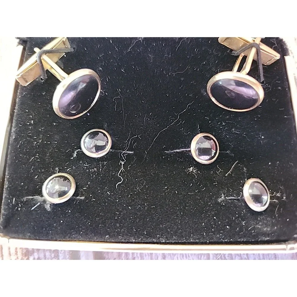 Vintage Neil Allyn Round Classic Cuff Link & Tuxedo Shirt Stud Set Gold Tone